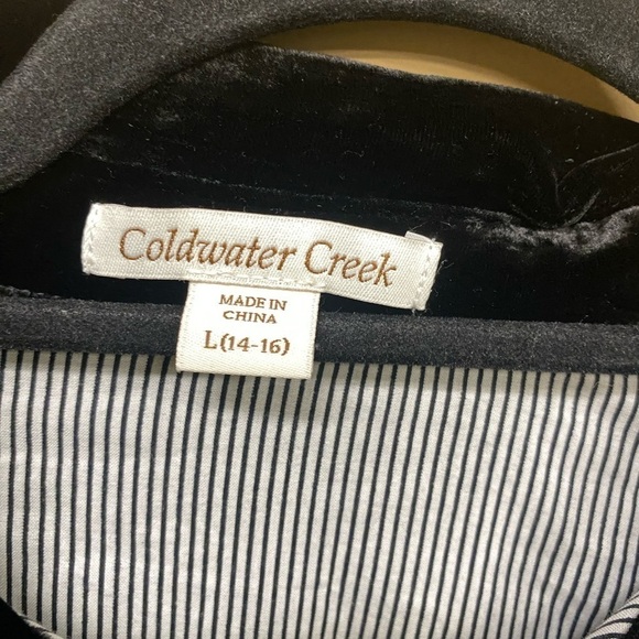 Coldwater Creek Black Crinkle Velvet Tunic Size L (14-16) Pockets NWT - Picture 3 of 7